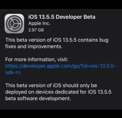iOS ve iPadOS 13.5.5 İlk Geliştirici Betaları Yayınlandı